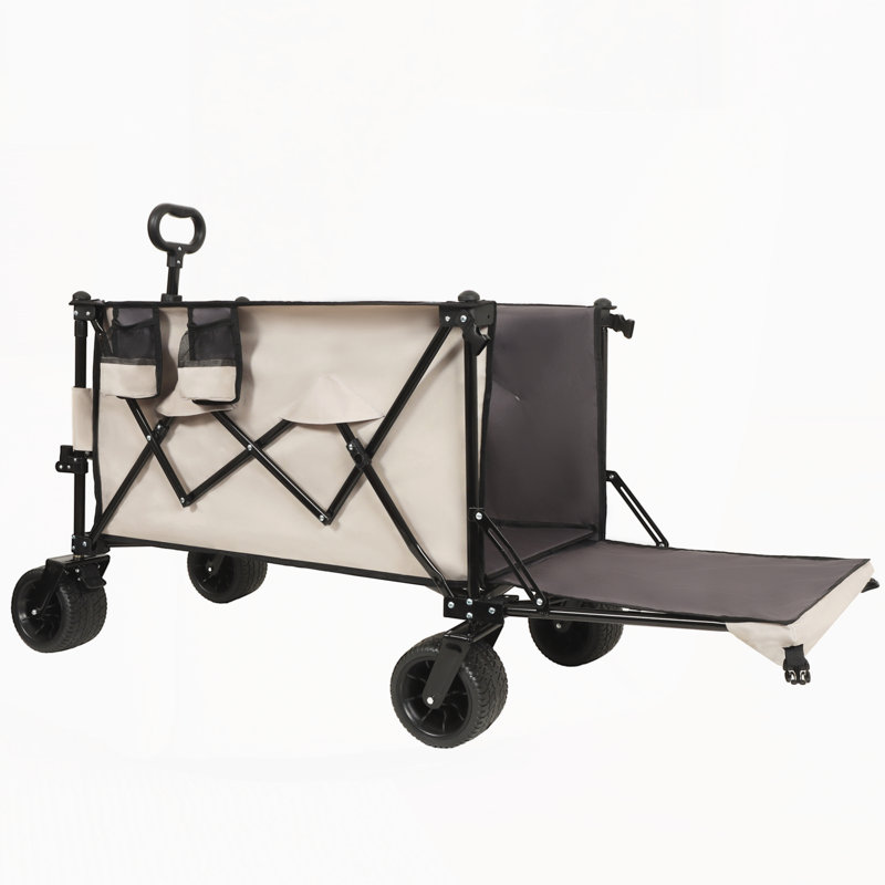 Chariot pliable avec hayon allongé et chariot de rallonge, Gris; kaki