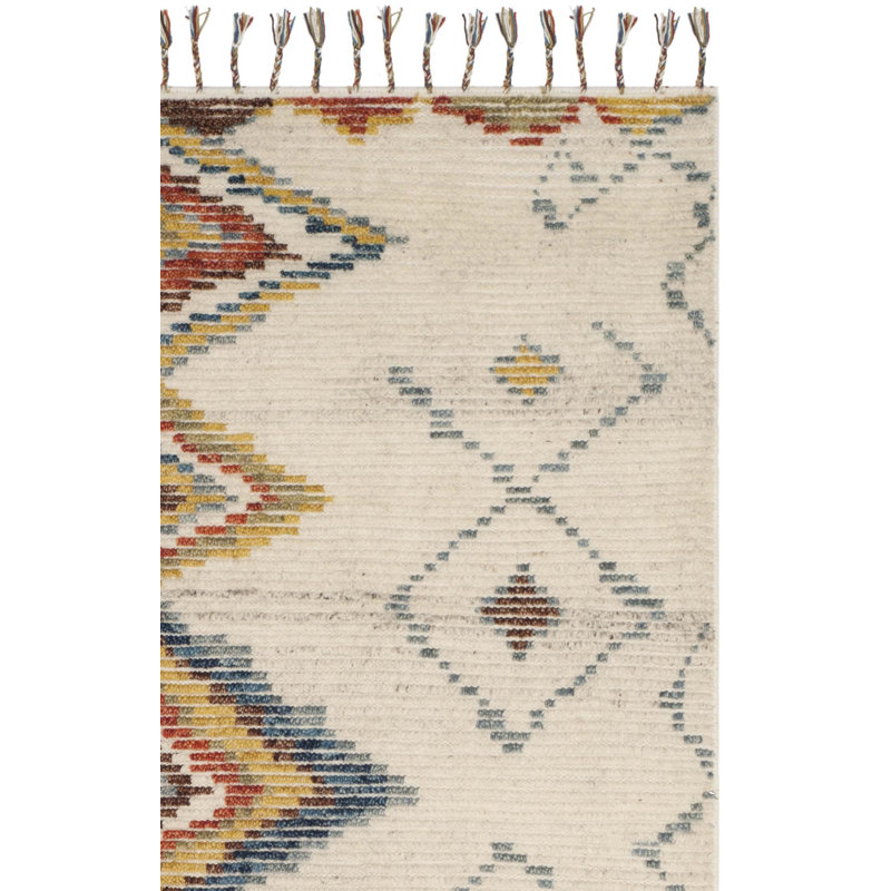 Tapis sud-ouest en laine et coton noué à la main Raeleigh, Rectangle 5 pi x 8 pi