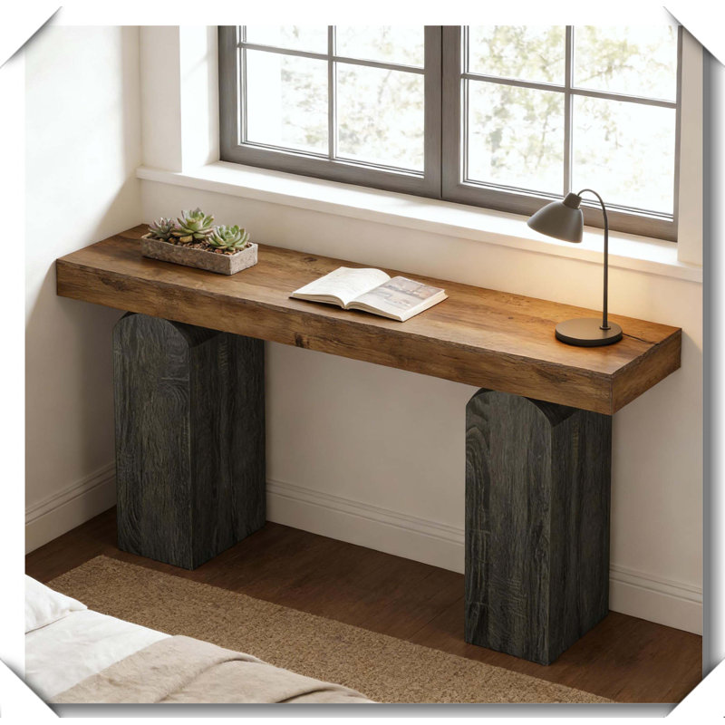 Contemporary Console Table Adaptable For Multiple Spaces, Brown/Gray