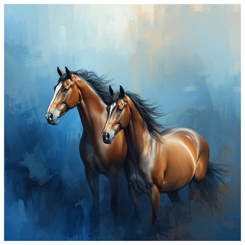 Bay Horses Blue Background Comforter, Twin Extra Long