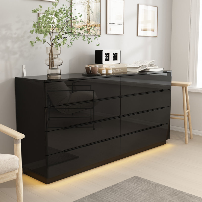 Commode 8 tiroirs Diley, Noir