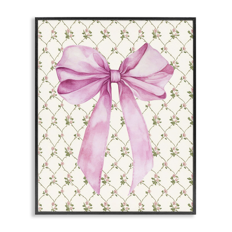 «Pink Bow on Rose Quilt», giclée encadrée par Petal Prints Design, H 20 po x l 16 po, Giclée encadrée noir minuit