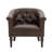 Edvardas Upholstered Chocolate Faux Leather Tufted Barrel Club Chair with Nailhead Trim-1765995429