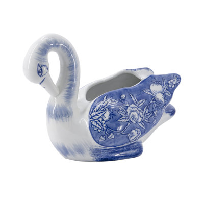Pot à fleurs en porcelaine bleue et blanche 10,5X5,5X8