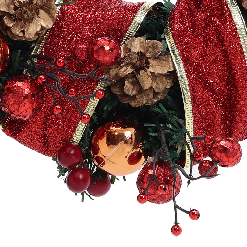 Faux Lighted Plastic Wreath, 30cm H x 30cm W