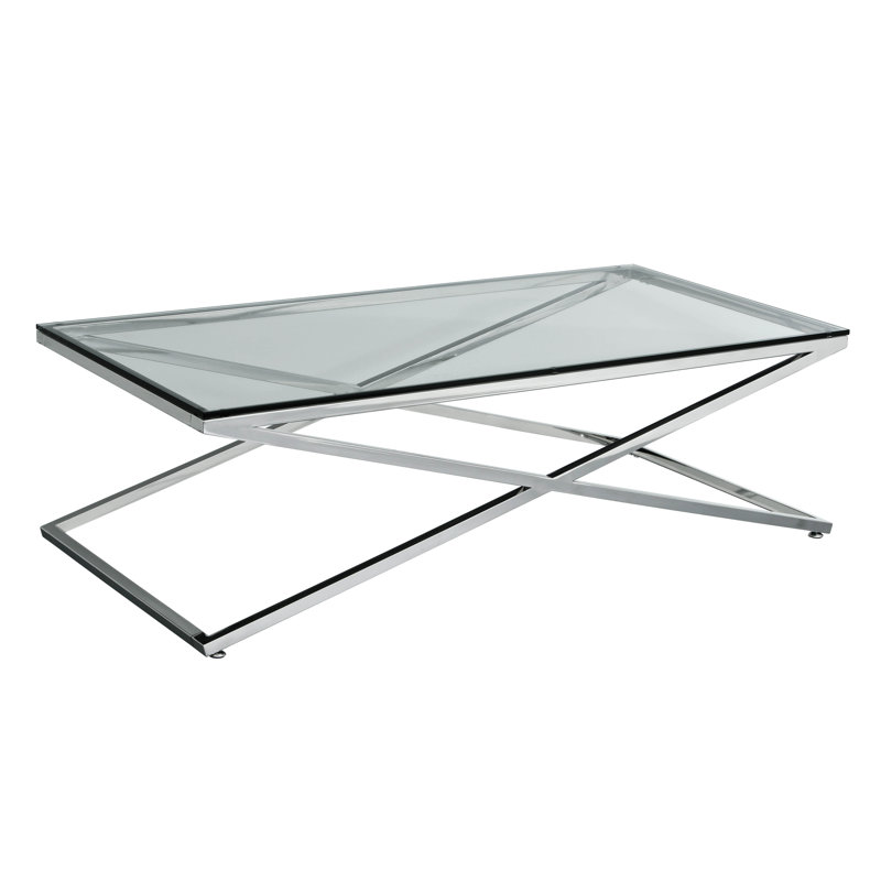 Cross Legs Coffee Table, Stainless Steel