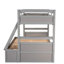 Lit superposé simple au-dessus d'un lit double avec rangement, gris - lit d'appoint pratique, gris: une construction pour un sommeil paisible