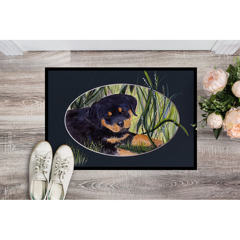 Tapis de porte d’intérieur anti-dérapant rottweiler, Rectangle 1 pi 6 po x 2 pi 3 po