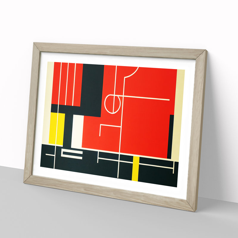 Bauhaus Art Abstract - Single Picture Frame Print, 46cm H x 64cm W x 2cm D, Oak