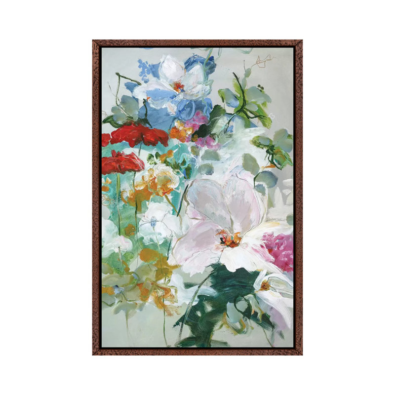 Flower Varity I - Painting on Canvas, 101.6cm H x 66.04cm W x 3.81cm D, Classic Brown Wood Framed
