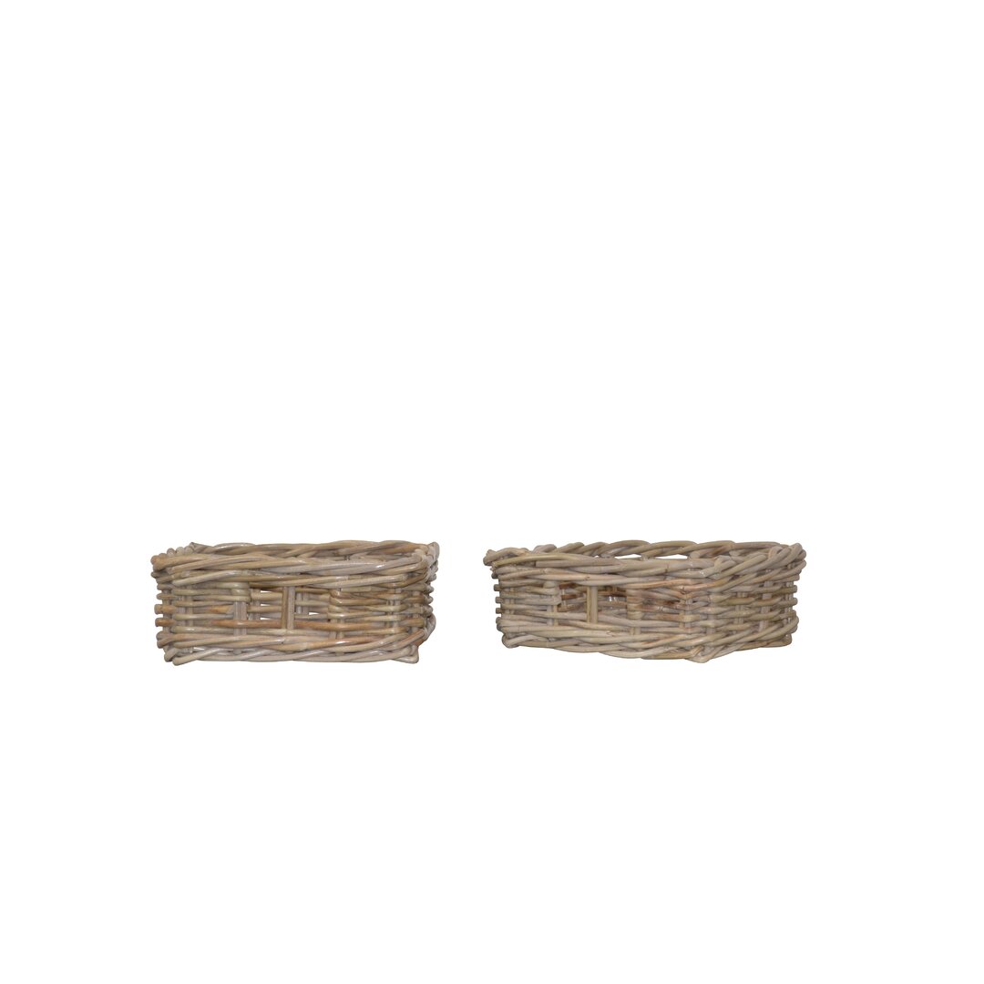 2-teiliges Korbset aus Rattan