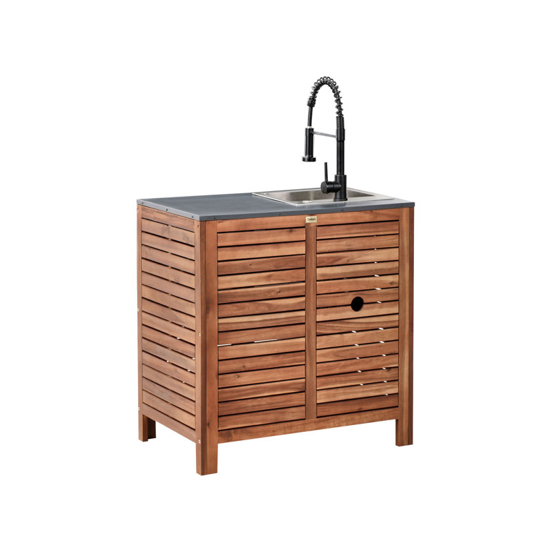 Outdoor Kitchen Cabinet with Sink BRUCOLI Acacia Wood 80 cm 50 cm Brown