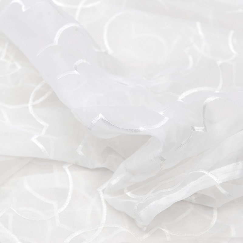 Solid Colour Ruffled 56'' Kitchen Curtain in White 3 pcs