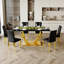 Ensemble de table de salle à manger de luxe avec plateau en verre et chaises en similicuir, ensemble de table de cuisine moderne avec pieds en métal doré-2002296335-2003135938-2002296333