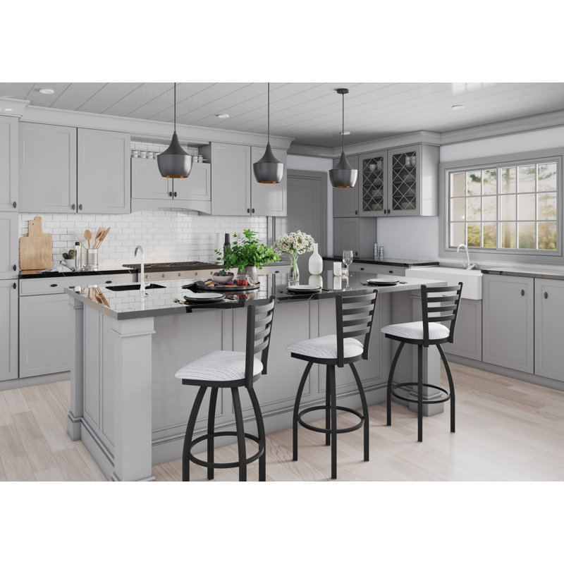 Tabouret pivotant Jackie, Noir froissé, Très grand (siège d'une hauteur de 36 po), Tissu - alpin graphique