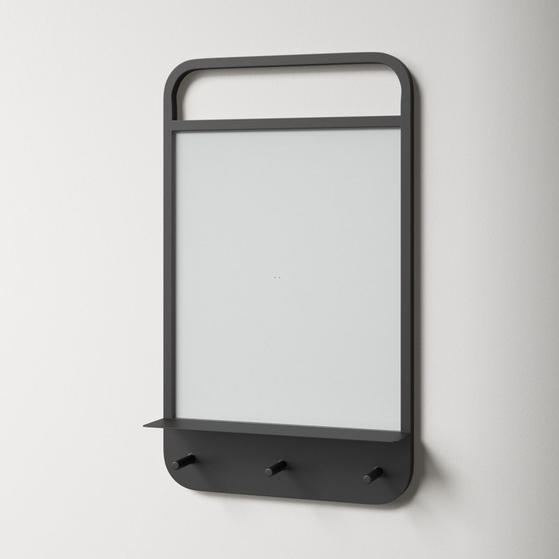 Black Iron Wall Organizer with Glass Dry Erase Board