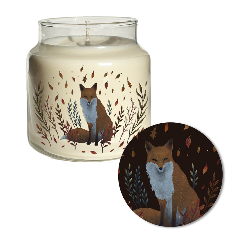 Bougie en cire de soja 18 oz avec couvercle en bois Autumn Fox