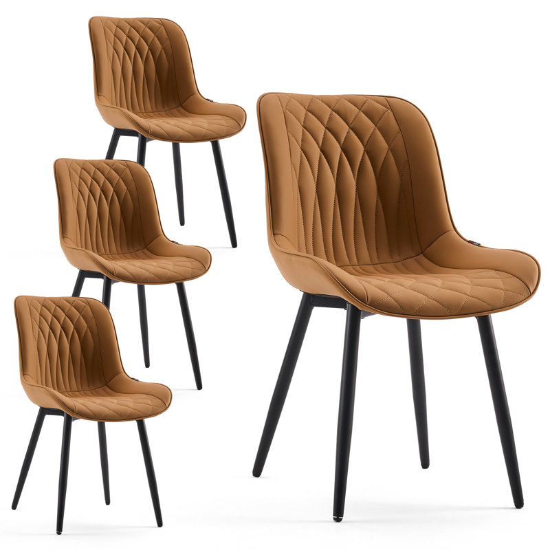 Chaise d'appoint moderne en similicuir avec pieds en métal, Tanné