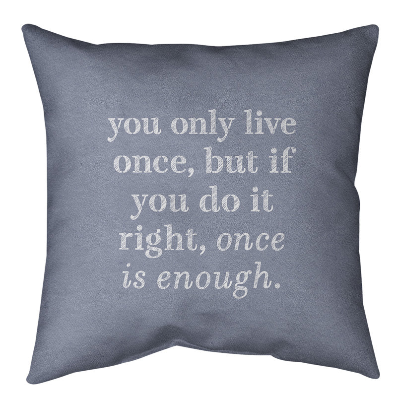 Coussin de sol You Only Live Once, H 28 po x l 28 po, Bleu/blanc