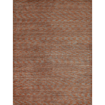 Hand Knotted Geometric Area Rug in Beige/Rust/Gray