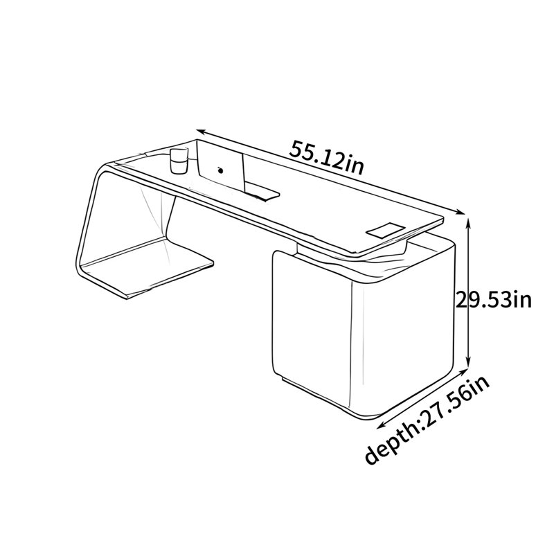 Bureau peint à l'italienne, H 29,53 po x l 55,12 po x P 27,56 po