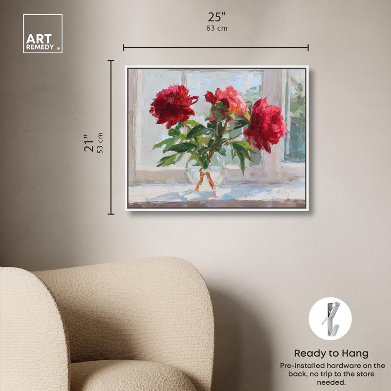 «Glass Vase III Kitchen», reproduction d'art sur toile par Art Remedy, H 24 po x l 30 po, Cadre blanc