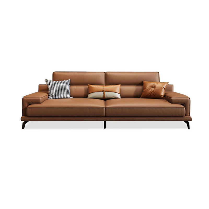 Causeuse coussin orange en cuir véritable, Orange