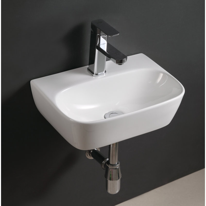 Elanti 11.625'' White Ceramic Rectangular Bathroom Sink