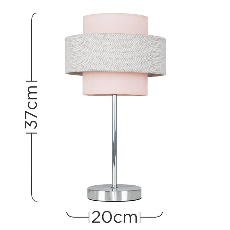 Bogaerts Metal Novelty Lamp, Included, Dusky Pink/Herringbone
