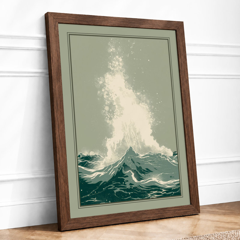 Wave At Crest Japandi - Print, Walnut, A1 - 84.1 x 59.4 cm
