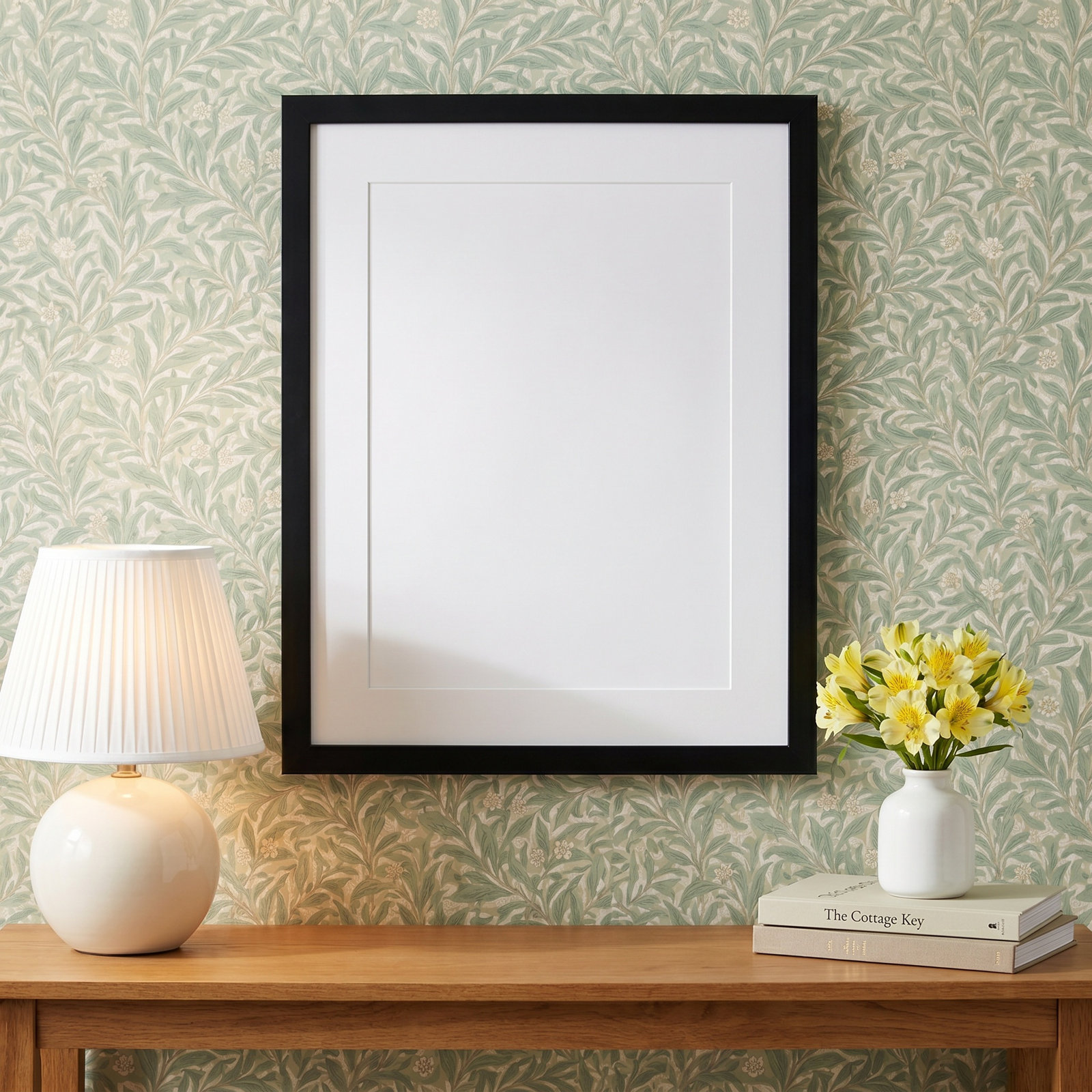 "Floral on Black I" Print by Pamela M., Black, 17" H x 14" W x 1" D