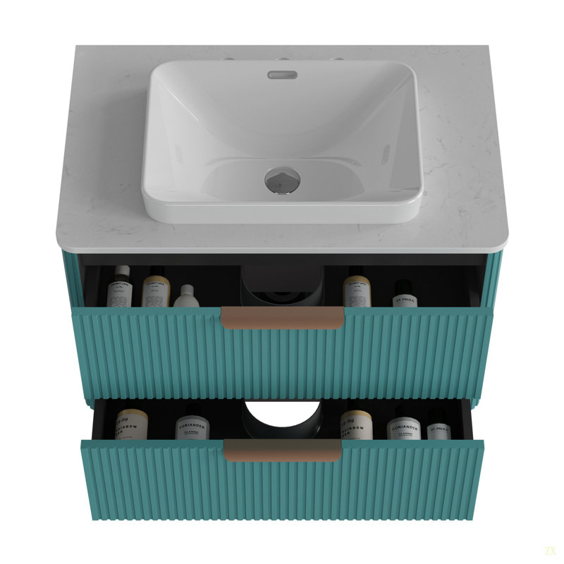 Meuble-lavabo à rayures 30 po avec lavabo en céramique, meuble-lavabo autoportant pour salle de bain moderne, pré-assemblé