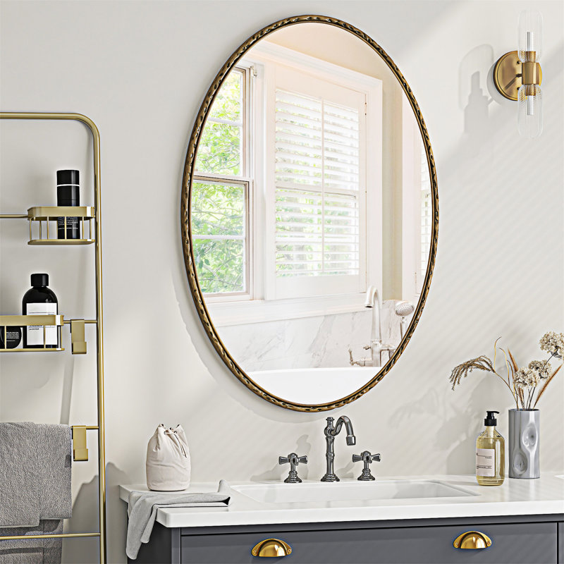 Miroir ovale rétro, Doré