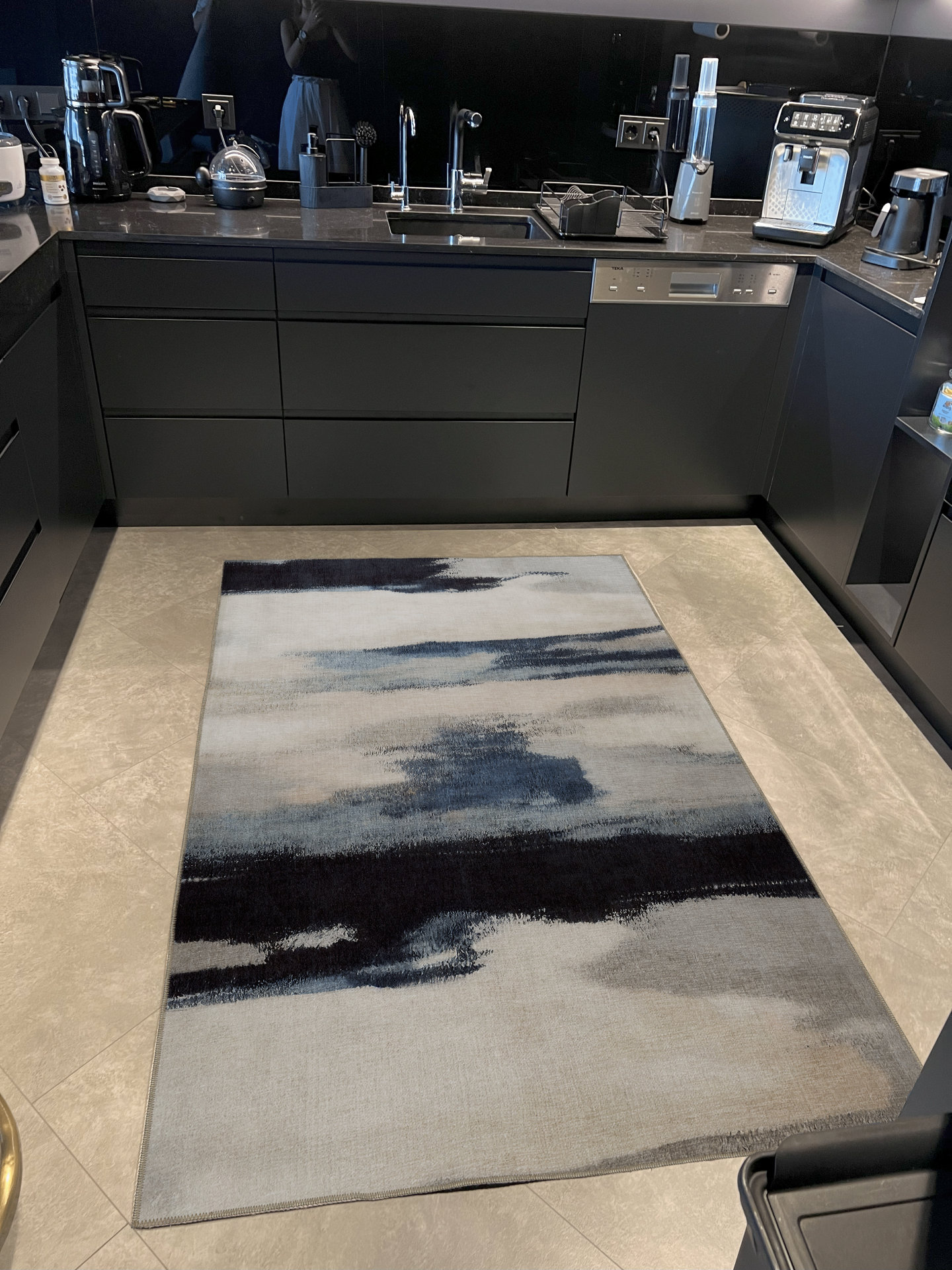 Hokku Designs Beige-Blue Tone Mixed Abstract Patterned Creative Modern ...