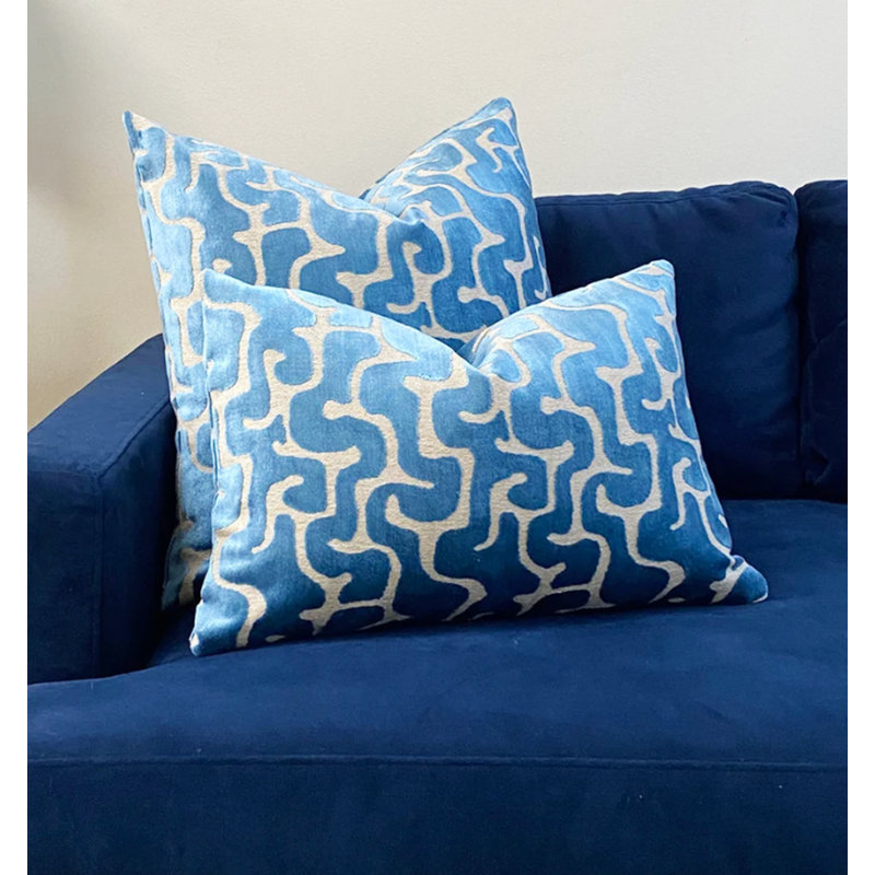 Velvet Maze Lumbar Throw Pillow Cover, Mediterranean