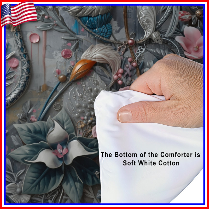 Floral Birds Fantasy Comforter, Queen