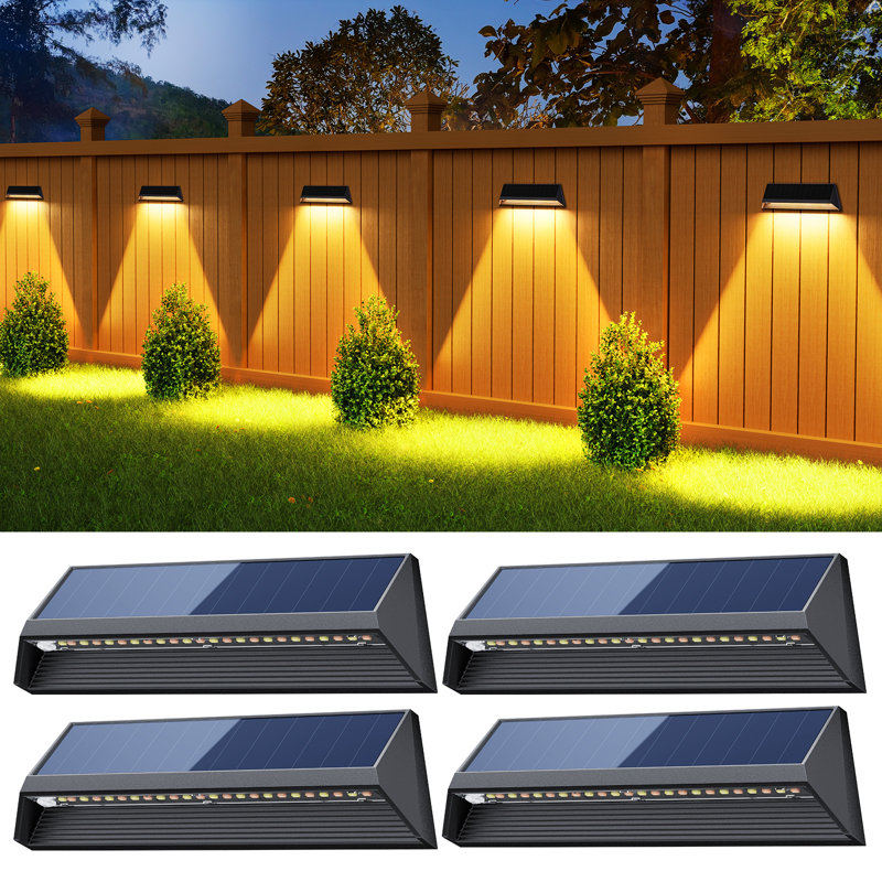 Solar Fence Lights Outdoor, 3x Bigger & Brighter, 3 Modes Ip67 Waterproof, Auto On/off Solar Deck Lights For Outside Yard, Step, Pool, Patio, Porch