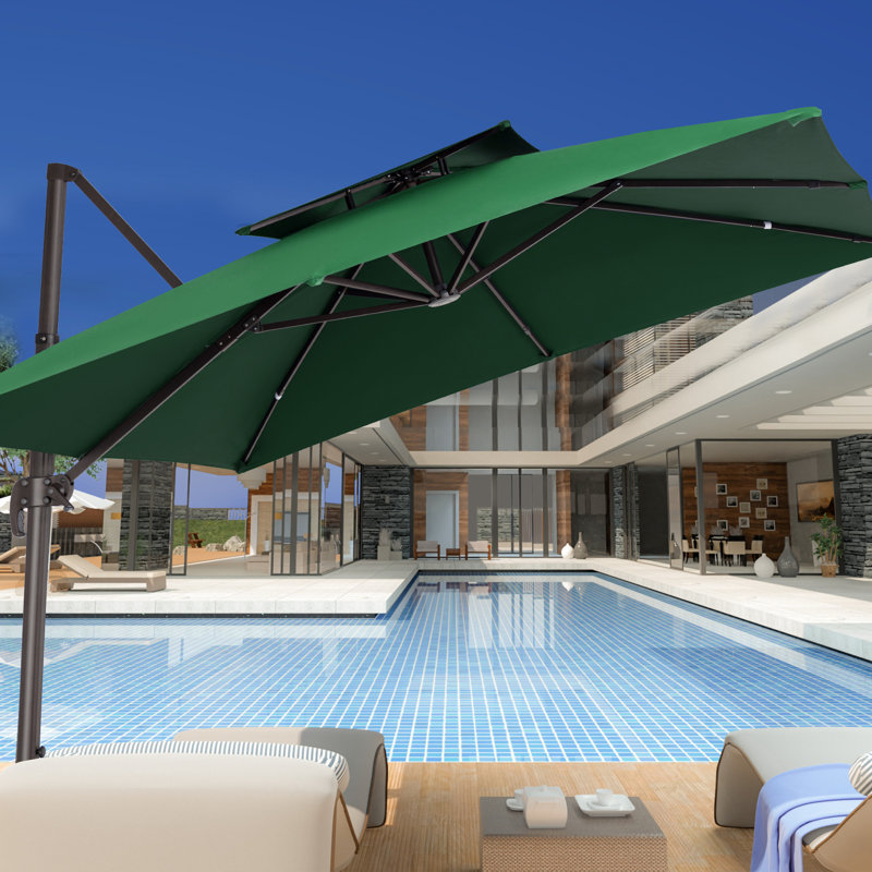 Parasol en porte-à-faux 11 pi Germar, Vert foncé, H 106 po x l 132 po x P 132 po