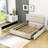Queen Upholstered Platform Bed with Two Drawers and Twin Trundle  