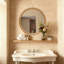 Miroir mural rond en bois naturel