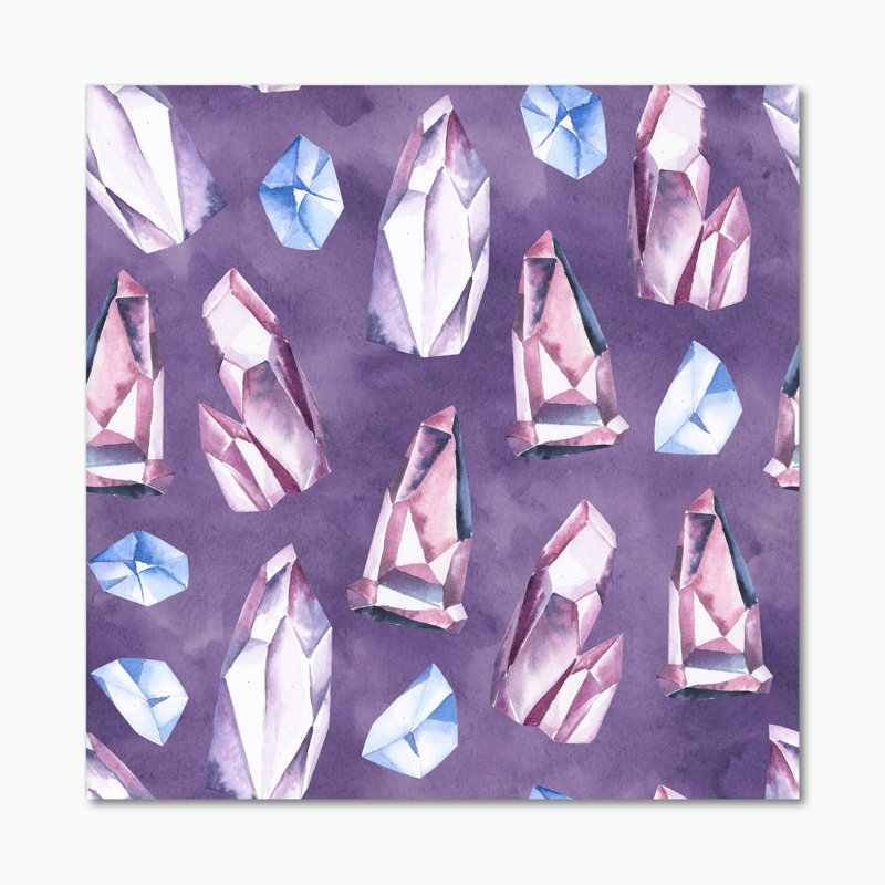 «Gentle Blue and Pink Crystals II», reproduction d'art sur toile à motifs, H 30 po x l 30 po x P 1 po, Toile tendue