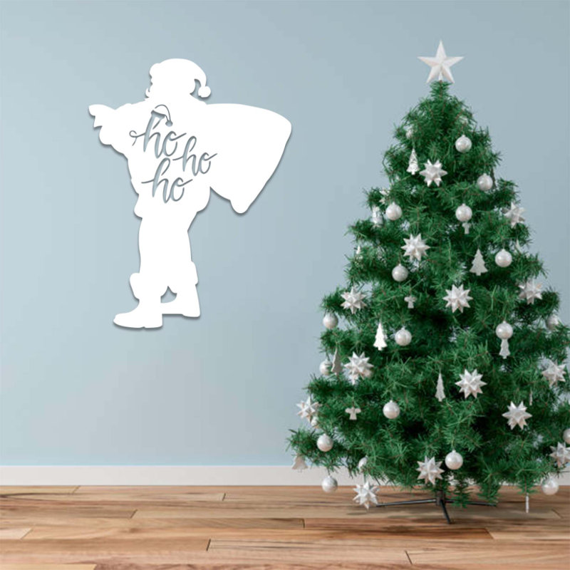 Art mural Ho Ho Ho Santa Claus, H 24 po x l 18 po x P 0,12 po, Noir