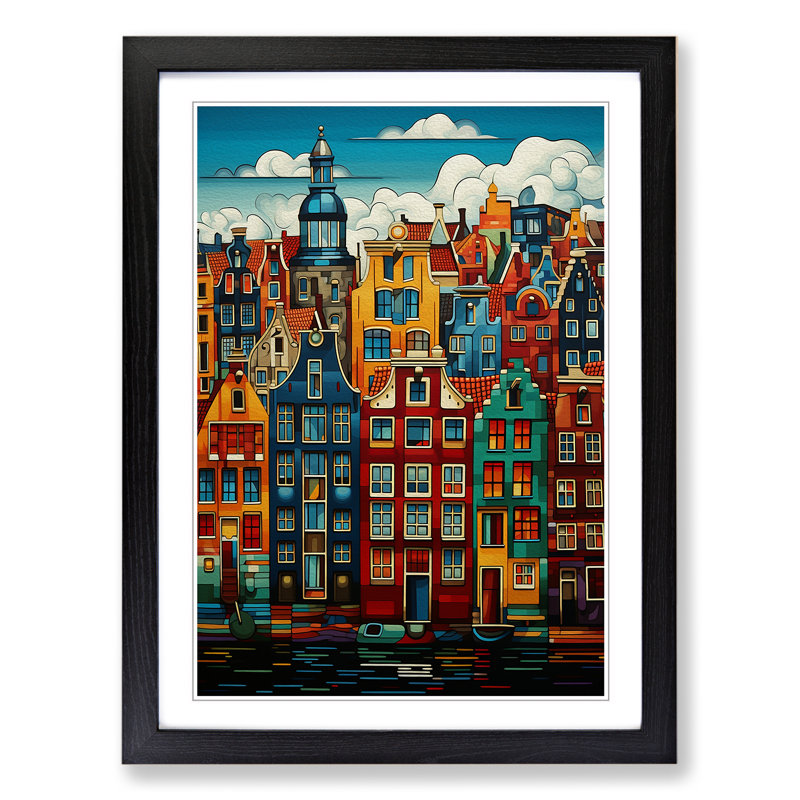 Amsterdam Geometric No.2 - Framed Print, Black , 46cm H x 34cm W x 2cm D