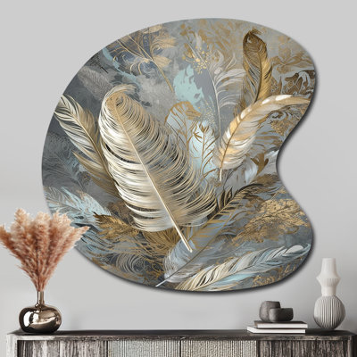 Niamh - Glam Feather Drop Shape Assymterical Metal Wall Art