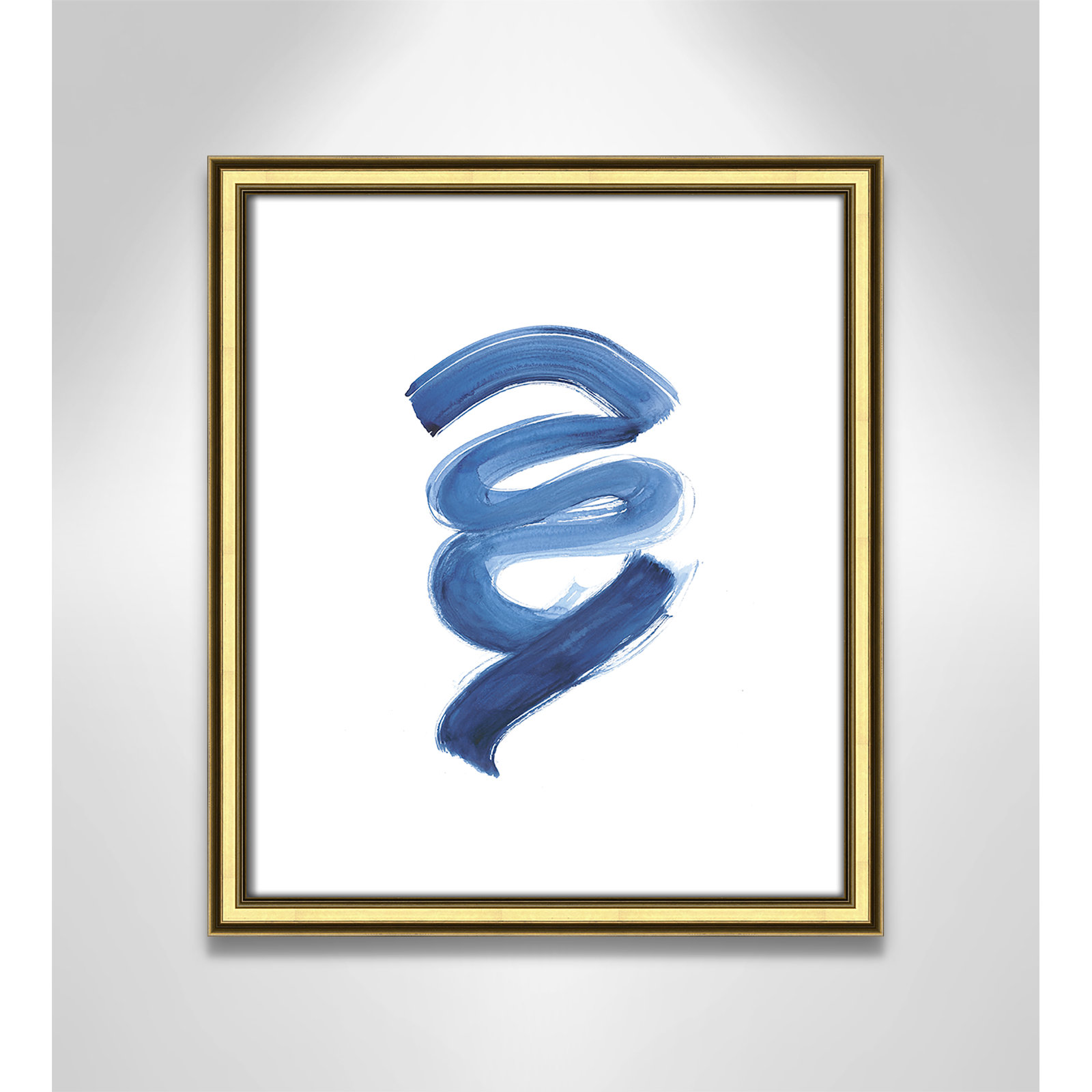 Slinky Indigo I by Filippo Ioco - Painting Print, Gold Framed Paper, 15" H x 13" W x 0.88" D