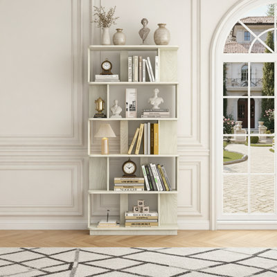 Bibliothèque moderne à 5 niveaux avec rangement ouvert, 31,5 po
