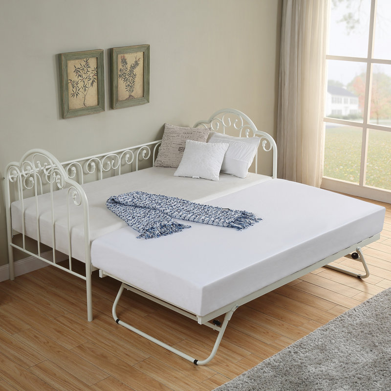 Fredric Metal Daybed with Trundle, White