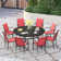 60" Patio dining set with Metal Round Dining Table and Stackable Armrest Dining Chairs