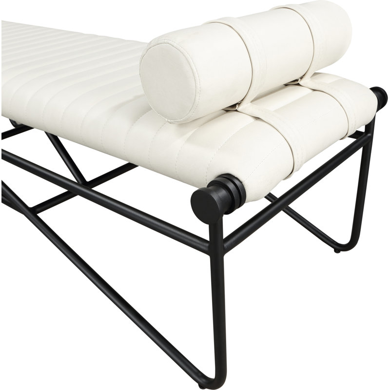 Gatsby Pollman Faux Leather Bench, Cream Vegan Leather