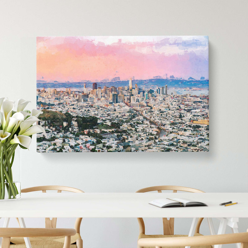Evening Colours of San Francisco in Abstract - Wrapped Canvas, 35cm H x 50cm W x 3cm D